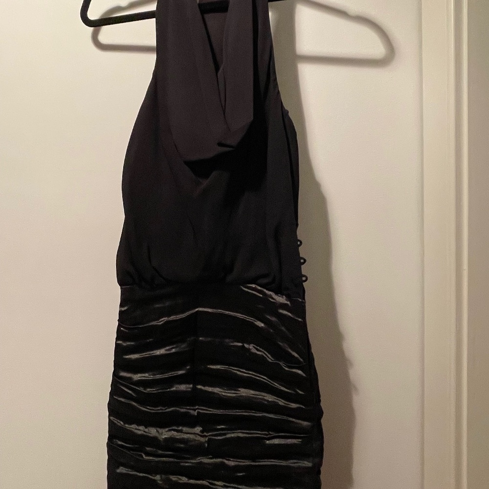Nicole Miller gunmetal black silk ruched dress size 4